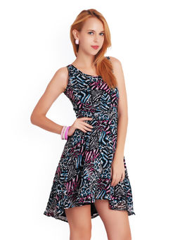 BELLE FILLE - Printed Black Casual Dress