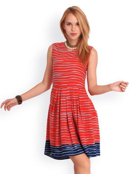 BELLE FILLE - Printed Red Casual Dress