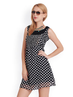BELLE FILLE - Polka Dots Black Casual Dress