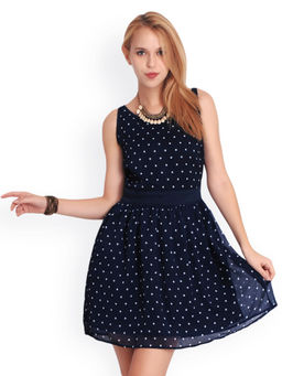 BELLE FILLE - Polka Dots Navy Blue Casual Dress