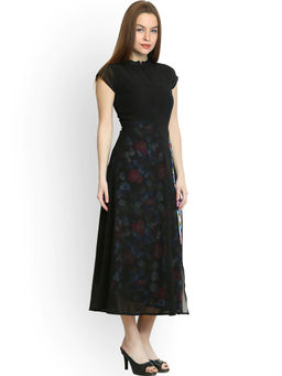 BELLE FILLE - Printed Black Casual Dress