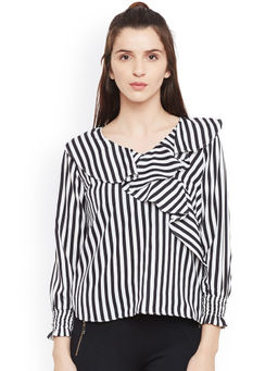 BELLE FILLE - Stripes Black Tops