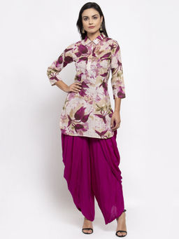 Jompers - Purple Kurta With Dhoti Set (Set of 2)