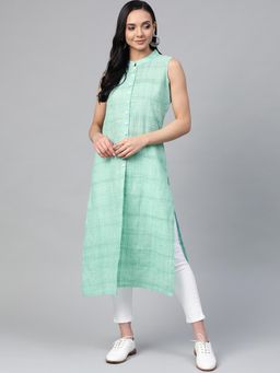Jompers - Green Woven Design Straight Kurta