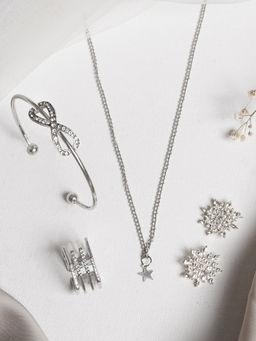 Joker and Witch - Deco Silver Jewelry Set of 4 for Women