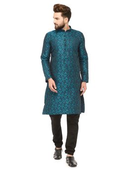 Jompers - Men Green Self Design Kurta with Churidar (Set of 2)