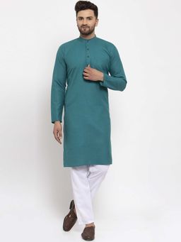 Jompers - Men Solid Cotton Kurta Pyjama (Set of 2)