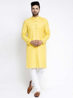 Jompers - Men Solid Cotton Kurta Pyjama (Set of 2)