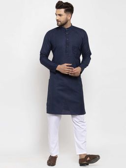 Jompers - Men Solid Cotton Kurta Pyjama (Set of 2)