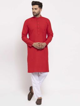 Jompers - Men Solid Cotton Kurta Pyjama (Set of 2)