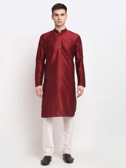 Jompers - Men Solid Dupion Silk Kurta Pyjama (Set of 2)