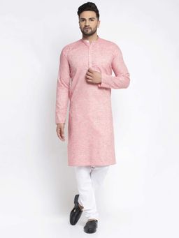 Jompers - Men Textured Kurta Pyjama (Set of 2)