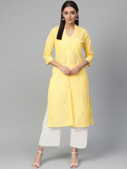 Jompers - Yellow Straight Kurta With Palazzo (Set of 2)