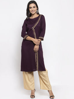 Jompers - Purple Kurta With Palazzo (Set of 2)