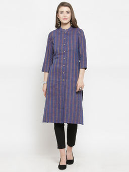 Jompers - Blue Striped Kurta With Pants (Set of 2)