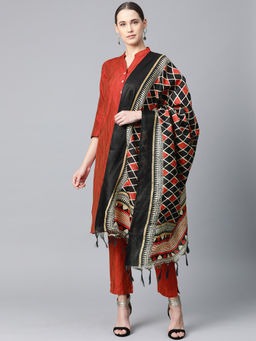 Jompers - Red Solid Kurta With Pants And Dupatta (Set of 3)