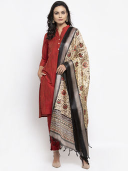 Jompers - Red Kurta With Pant And Printed Dupatta (Set of 3)