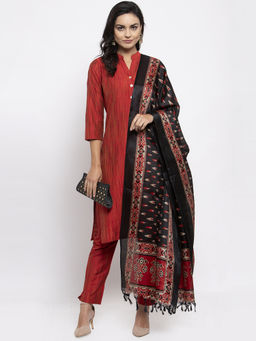 Jompers - Red Kurta With Pant And Printed Dupatta (Set of 3)