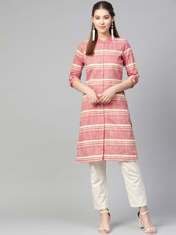Jompers - Red Striped Kurta With Pants (Set of 2)