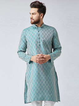 Jompers - Men Green Self Design Kurtas