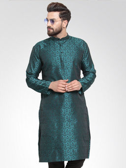 Jompers - Men Green Self Design Kurtas