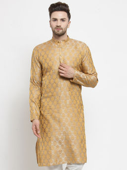 Jompers - Men Silver & Gold Woven Design Kurtas