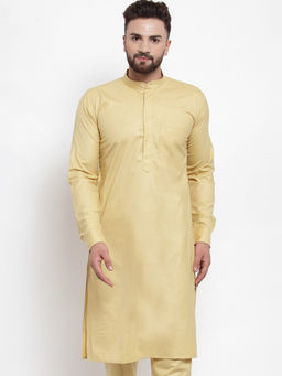 Jompers - Men Beige Solid Kurtas