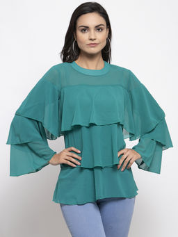 Jompers - Rama Green Layered Georgette Top