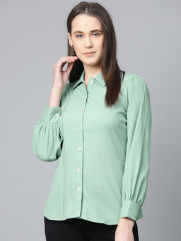 Jompers - Green Crystals Lines & Puff Sleeves Shirt