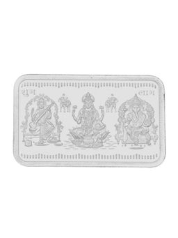 Sri Jagdamba Pearls - 20 Grams Rectangular Ganesh Saraswathi Lakshmi Rectangle Pure Silver coin