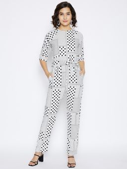 CRIMSOUNE CLUB - Women's White Polka Dots Jumpsuits