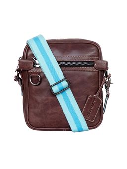 Justanned - Mens Metal-Plate Branding Brown Leather Bag