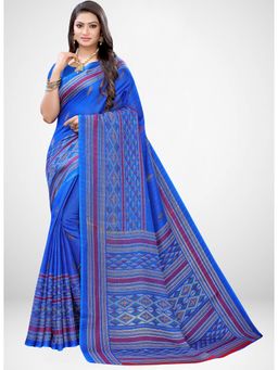 Sareemall - Blue Juth Silk Saree With Unstitched Blouse