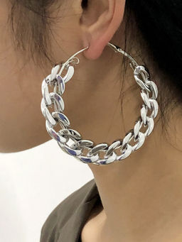 Joker and Witch - Retro Silver Chain Hoops