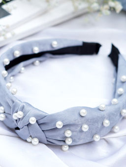 Joker and Witch - Grey Pearl Beaded Knot Headband