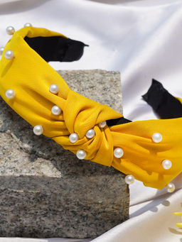 Joker and Witch - Yellow Pearl Beaded Knot Headband