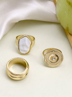 Joker and Witch - Joker & Witch Pitti Pisa Gold Rings For Women (Set of 3)