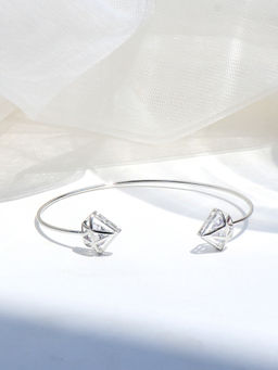 Joker and Witch - Gem Shaped Silver Open Cuff