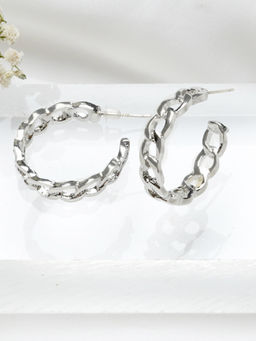 Joker and Witch - Hint Chain Link Silver Hoop