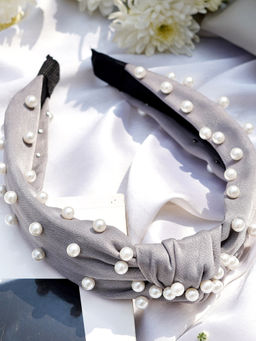 Joker and Witch - Pearl Beaded Dark Grey Headband
