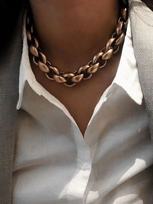 Joker and Witch Pretty Please Chain Link Gold Necklace