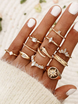 Joker and Witch - Dare To Be Gold Set Of 11 Rings