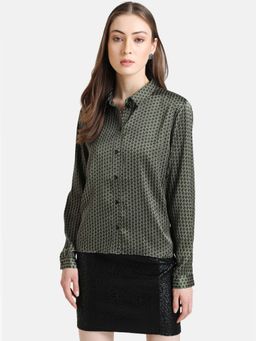 Kazo - Green Printed Printed Satin Shirt