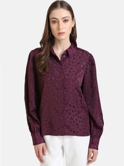 Kazo - Purple Solid Classic Collar Jacquard Shirt