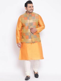 KISAH PLUS - Multi-Color Printed Kurta Jacket Set (Set of 3)