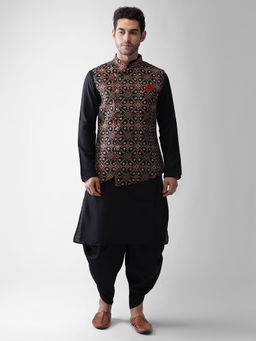 KISAH - Men Black Kurta Jacket (set Of 3)