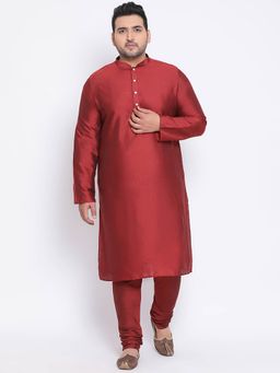 KISAH PLUS - Maroon Solid Kurta And Churidar (Set of 2)