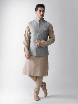 KISAH - Men Grey Kurta Jacket (set Of 3)