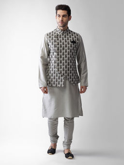 KISAH - Men Grey Kurta Jacket (set Of 3)