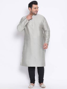 KISAH PLUS - Grey Solid Kurta And Churidar (Set of 2)